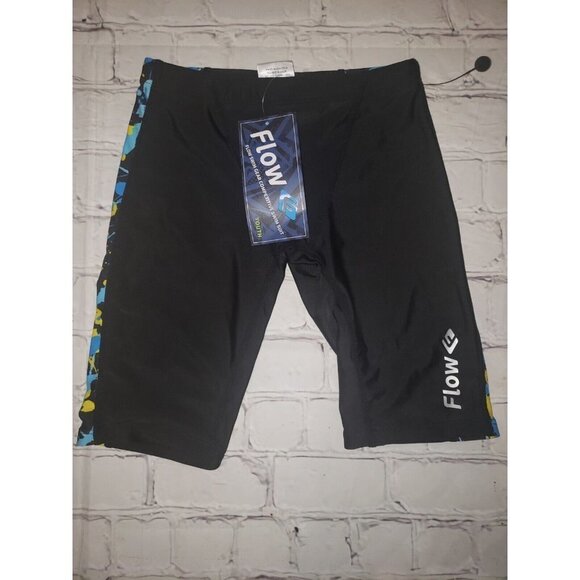 Nwt Flow Gear Competitive Swim Suit Youth Sz 24 Black
